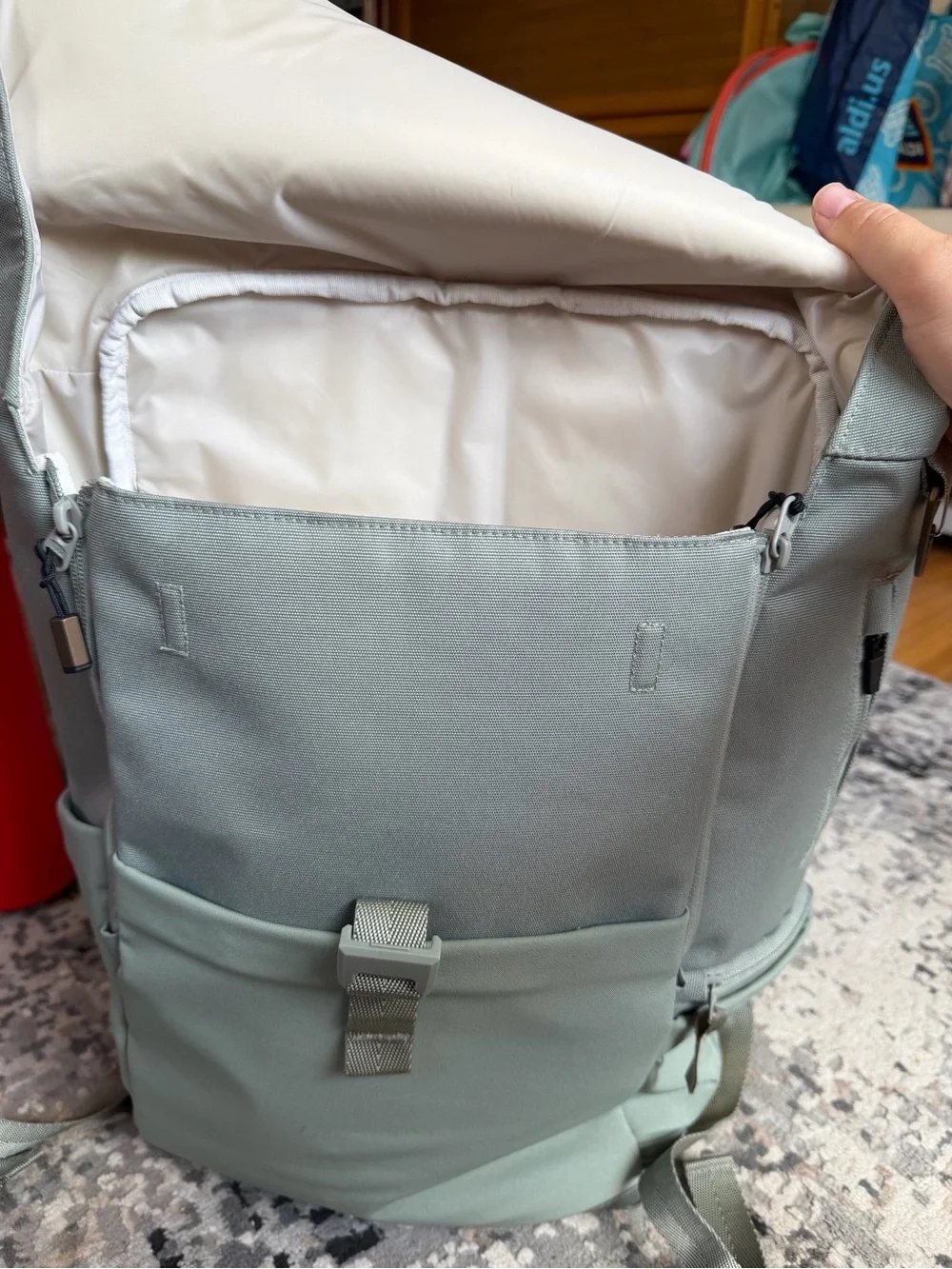 HUHU Diaper Bag Backpack in Sage Green combo